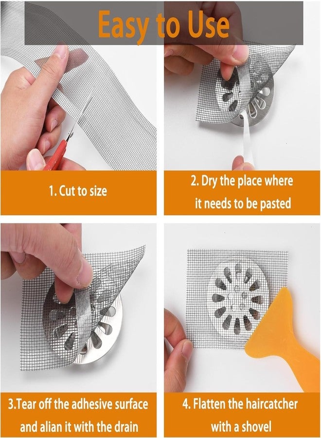 Rushwak Self Adhesive Mesh Roll for Bathroom Drain Kitchen Sink Strainer Disposable Hair Catcher Shower Drain Mesh Stickers Cuttable PVC Mash Shower Drain Cover Hair Catcher for Any Length (12cm x 4m) - Image 2